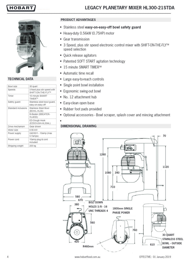 Hobart Legacy HL300 - Planetary Mixer