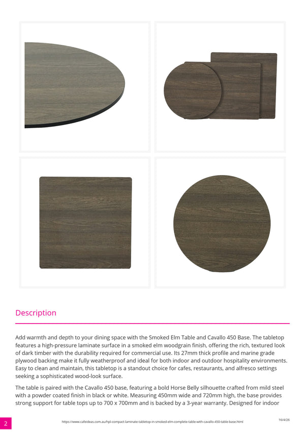 HPL Nordic Oak Compact Laminate Tabletop with Cavallo 450 Table Base White