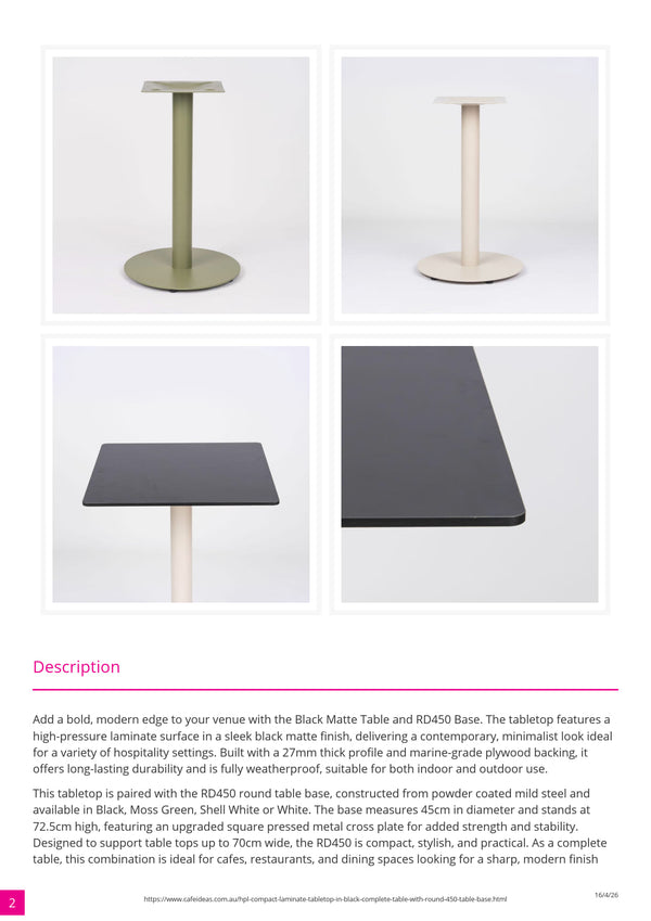 HPL Compact Laminate Table Black