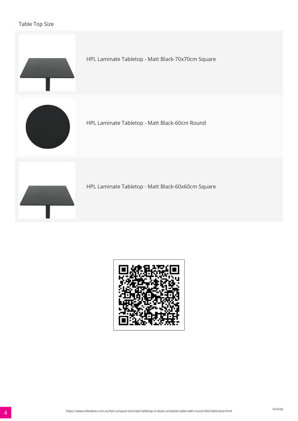 HPL Compact Laminate Table Black