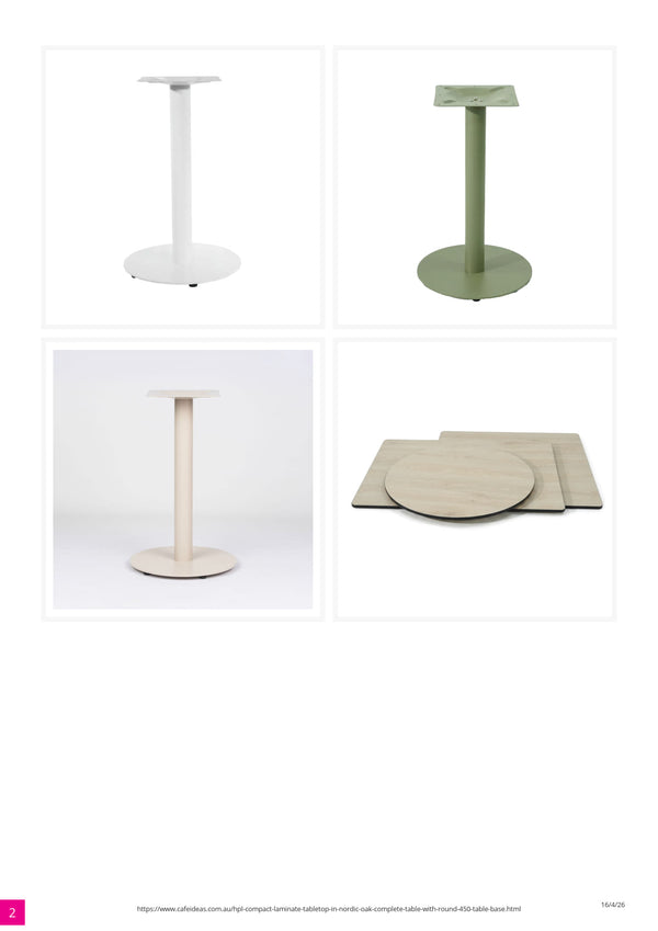 HPL Nordic Oak Compact Laminate Tabletop with Round 450 Table Base