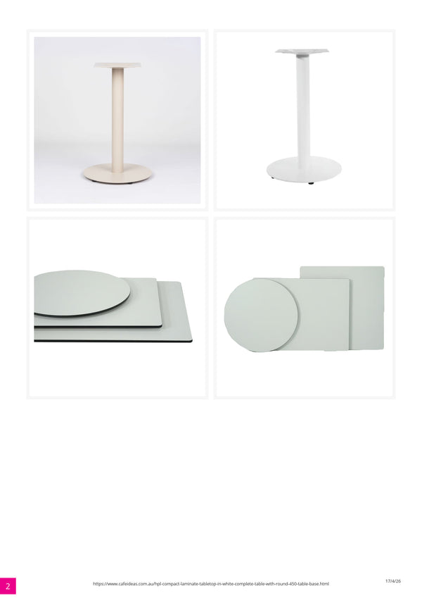 HPL Compact Laminate Tabletop with Round 450 Base White