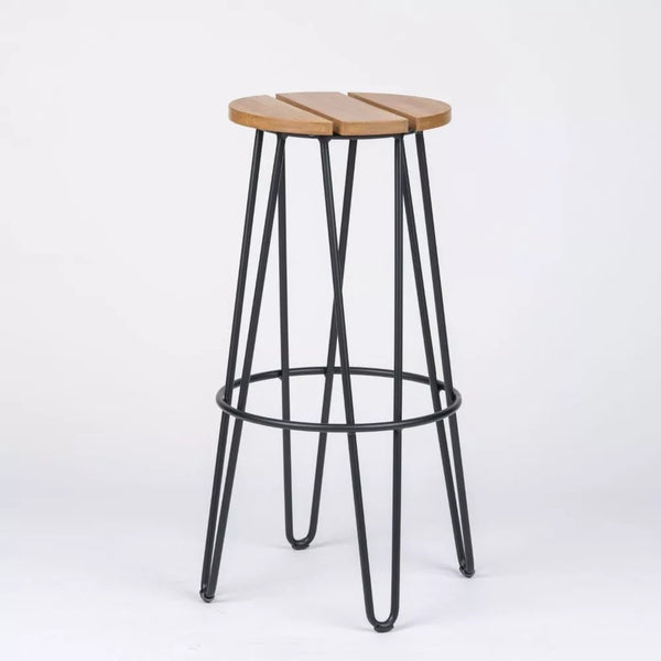 Hairpin Steel Bar Stool with Non-Wood Slat Seat