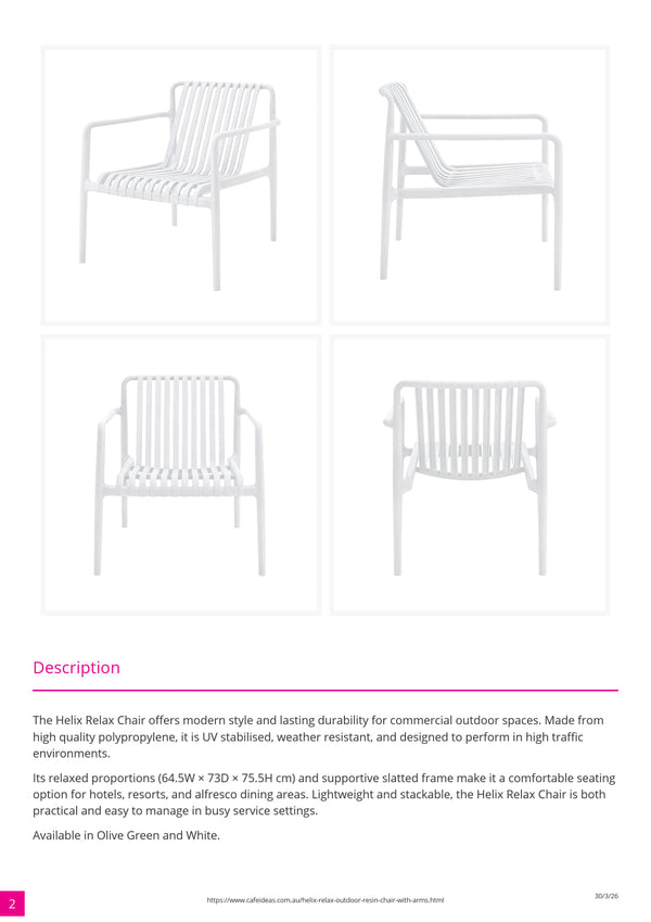 Helix Relax Outdoor Resin Chair with Arms