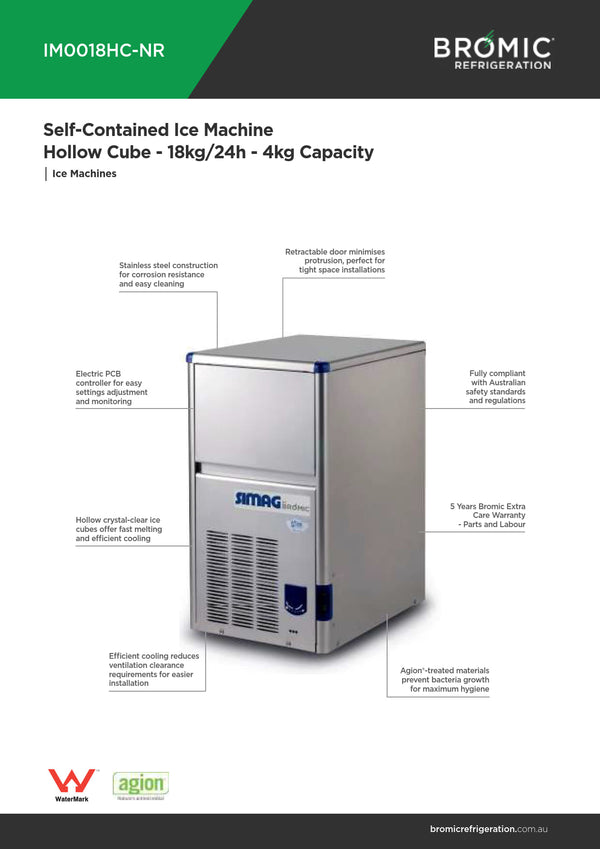 Simag by Bromic IM0018HC-NR - Self-Contained Ice Machine