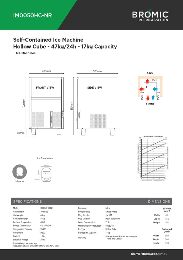 Simag by Bromic IM0050HC-NR - Self-Contained Ice Machine