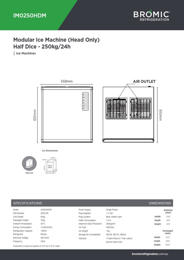 Bromic IM0250HDM - Modular Ice Machine Head