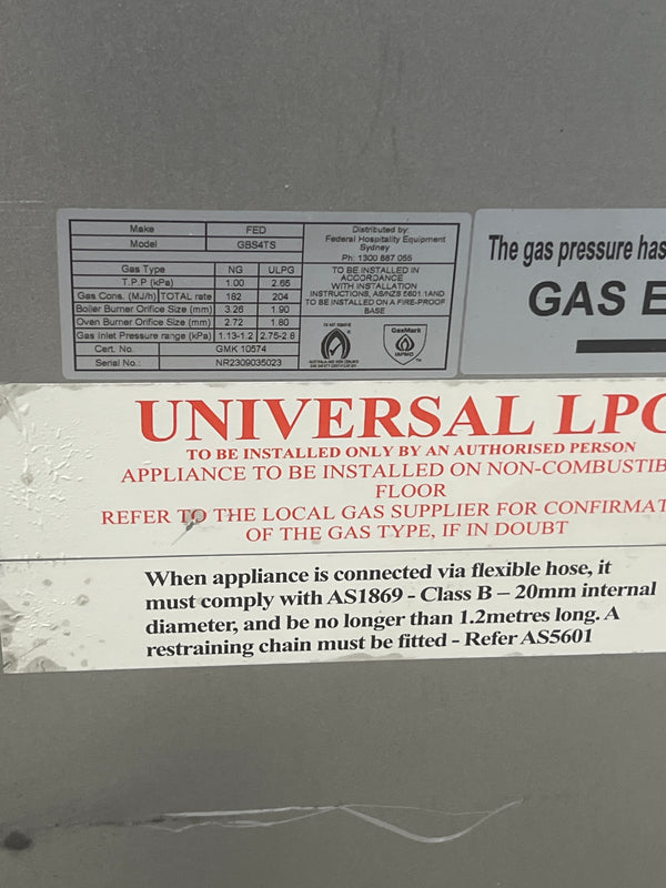 Gasmax GBS4TS Cooktop with Oven