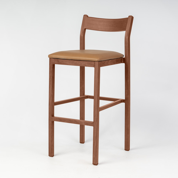 Imola Aluminium Bar Stool with Gold Walnut Frame
