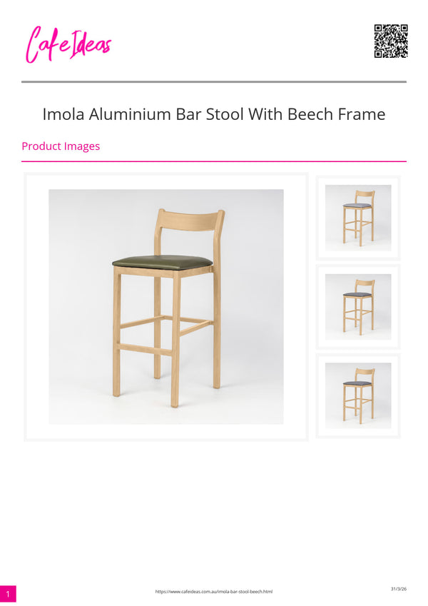 Imola Aluminium Bar Stool with Beech Frame