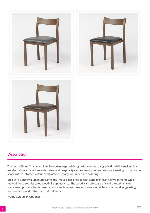 Imola Aluminium Dining Chair Montana Walnut