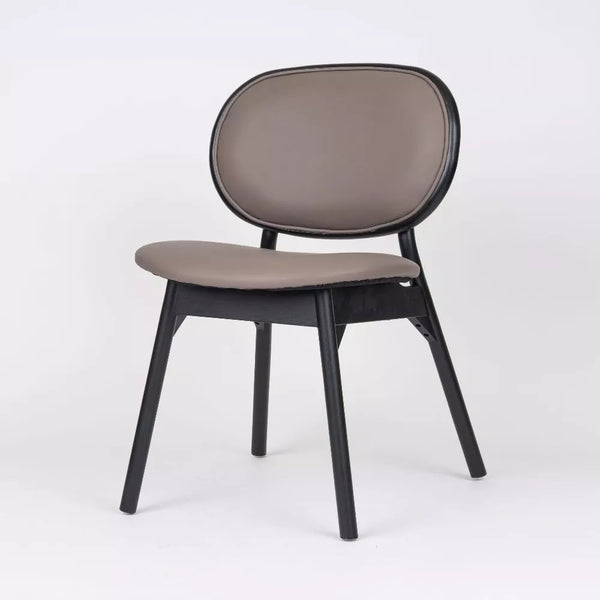 Julien Timber Dining Chair with Black Oak Frame and Stone Taupe PU Upholstered Seat