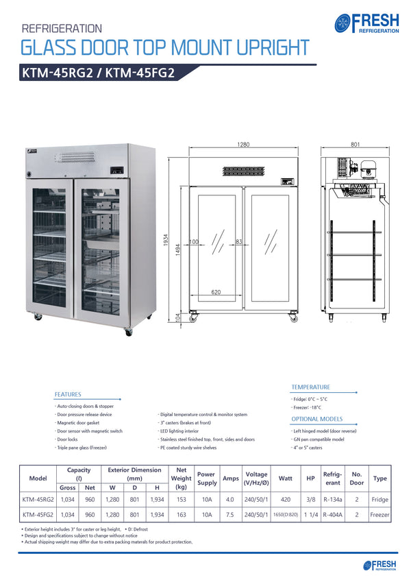 Fresh Refrigeration KTM-45FG2 - Upright Freezer