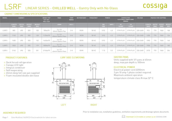 Cossiga Linear Series LSRF3 - Drop-In Chilled Well