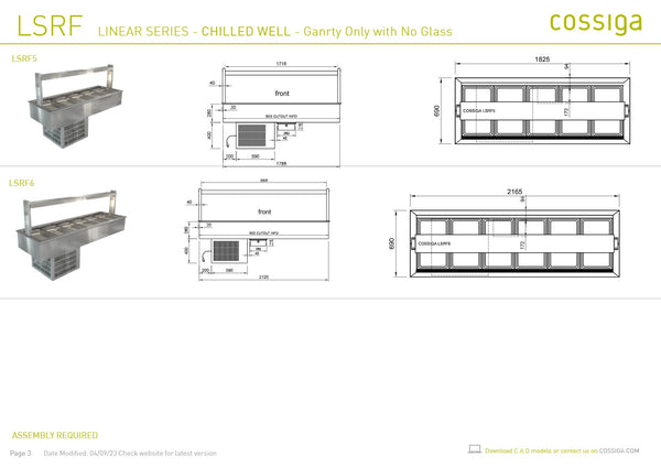 Cossiga Linear Series LSRF5 - Drop-In Chilled Well
