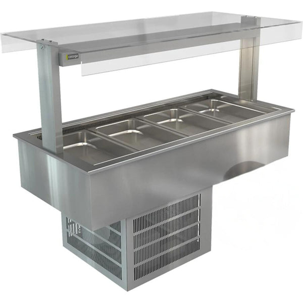 Cossiga Linear Series LSRF4-FT - Drop-In Chilled Well with Flat Top Sneeze Guard