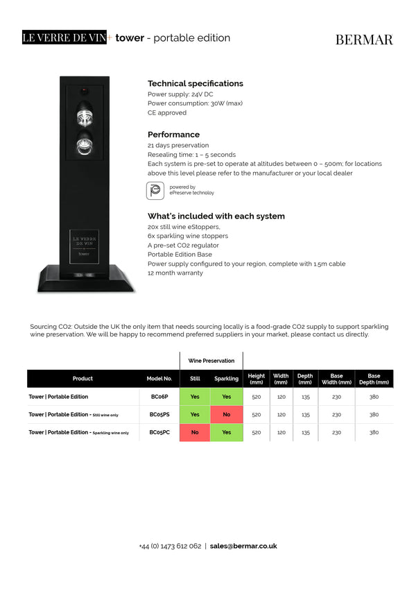 Bermar Le Verre De Vin+ Dual Tower Portable - Wine Preserving System