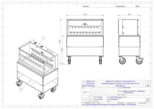 Scheer Proline Light Catering - 1200mm Charcoal Rotisserie