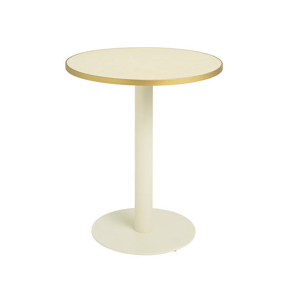 Lime Beige Marble Sintered Stone with Shell White 450 Table Base