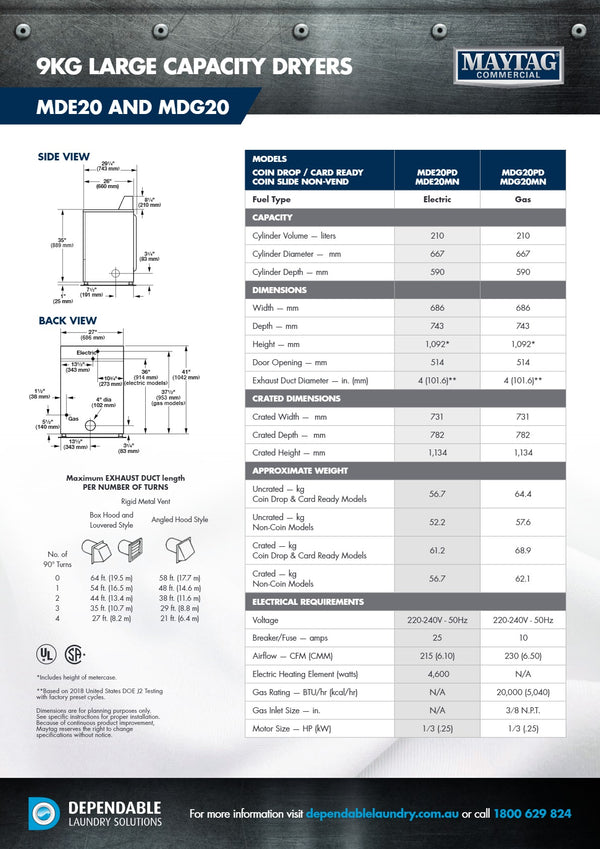 Maytag Commercial MDG20MN - Gas Dryer