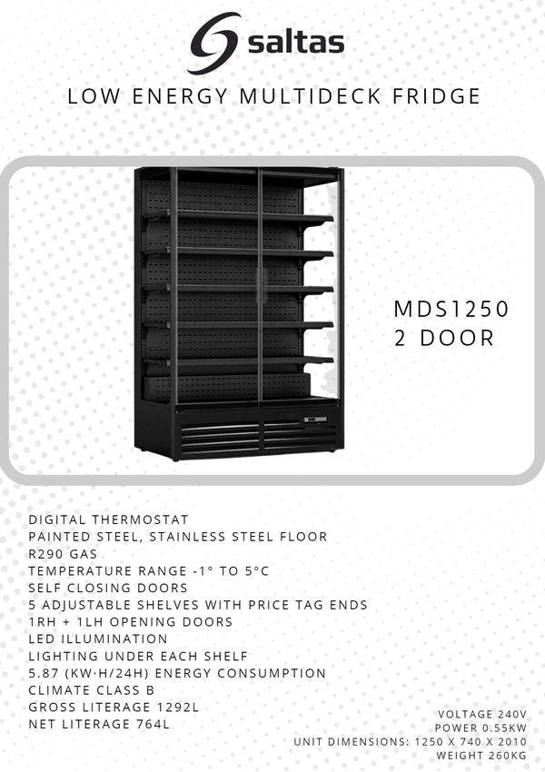 Saltas MDS1250 - 2 Door Multideck Fridge