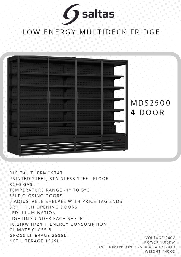 Saltas MDS2500 - 4 Door Multideck Fridge