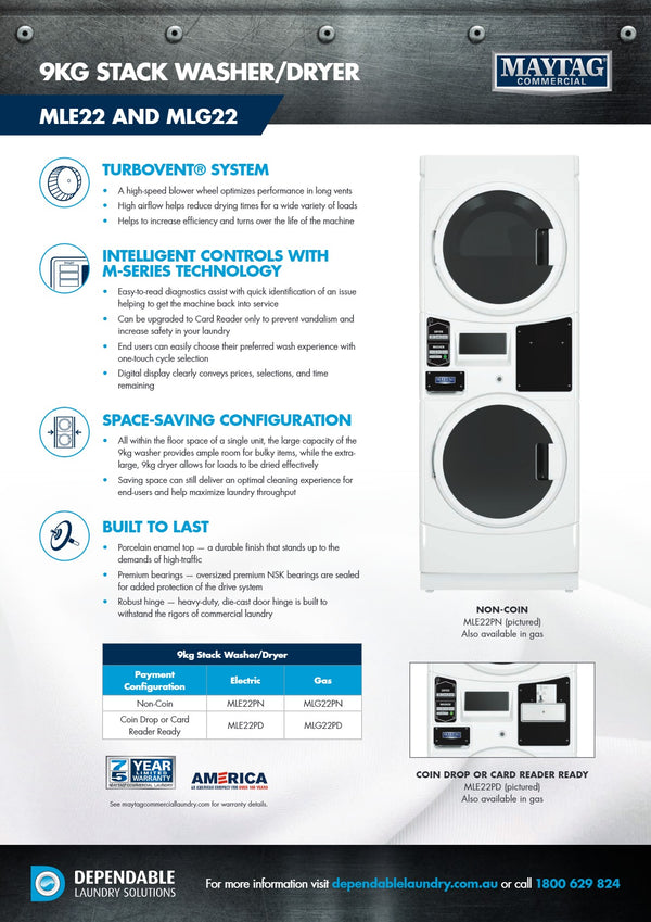 Maytag Commercial MLE22PN - Electric Stack Washer/Dryer