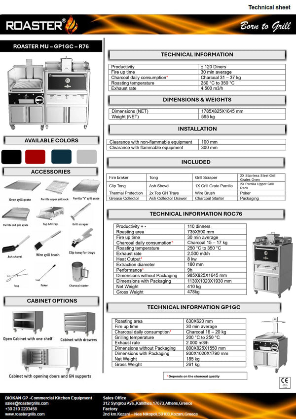 Roaster MU-GP1GC-R76 - Charcoal Oven and Parilla Combo