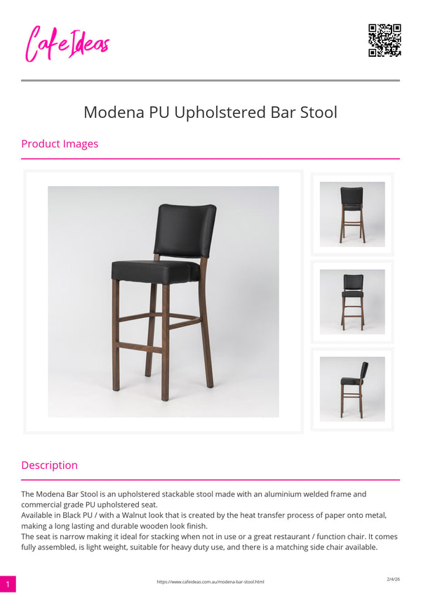 Modena PU Upholstered Bar Stool