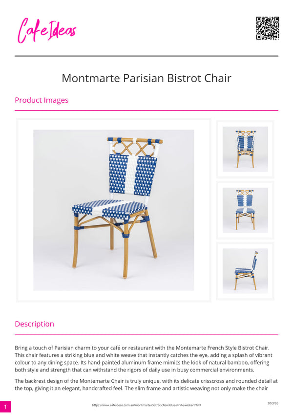 Montmarte Parisian Bistrot Chair