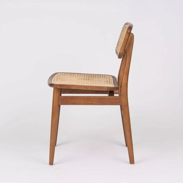 Nara Timber Dining Chair with Natural Rattan Seat