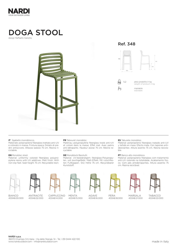 Nardi Doga Outdoor Resin Bar Stool