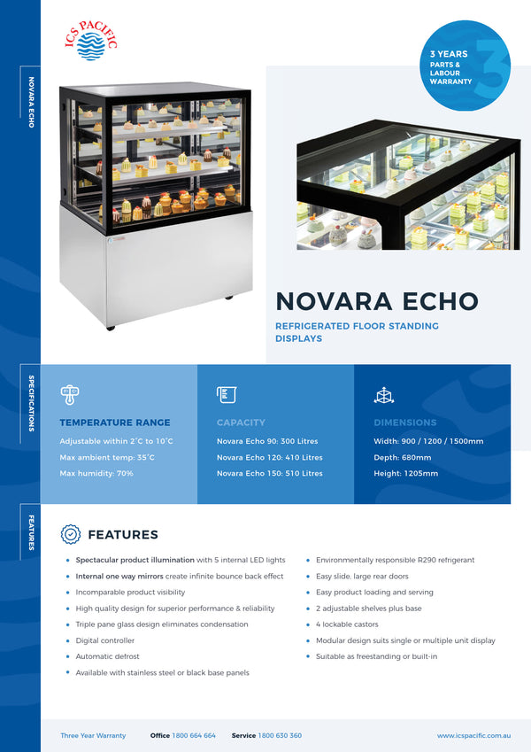 ICS PACIFIC Novara Echo 90 Stainless Steel - Floor Standing Refrigerated Display