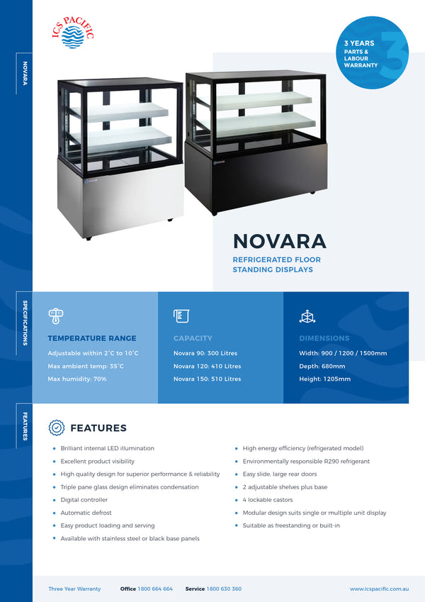 ICS PACIFIC Novara 90 Black - Floor Standing Refrigerated Display