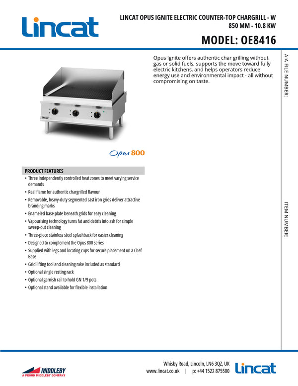 Lincat OE8416 - Electric Char Grill