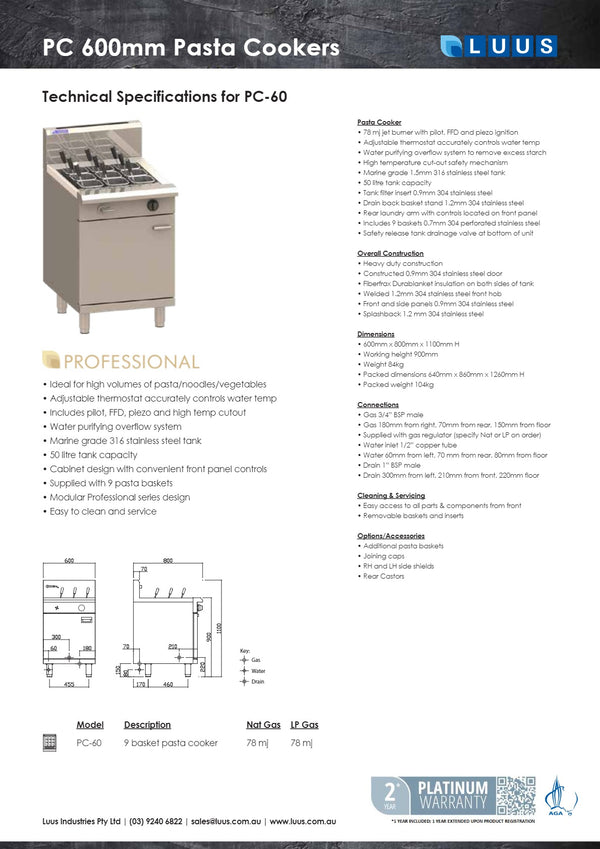 Luus PC-60 - Pasta Cooker