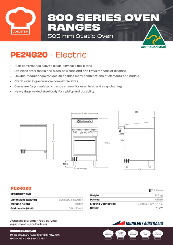 Goldstein PE24G20 - Range Oven