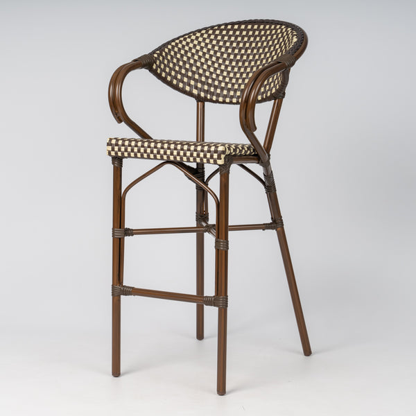 Parisian Bar Stool with Arms - Coffee