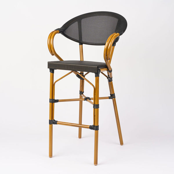 Parisian Bar Stool with Arms Fabric Seat