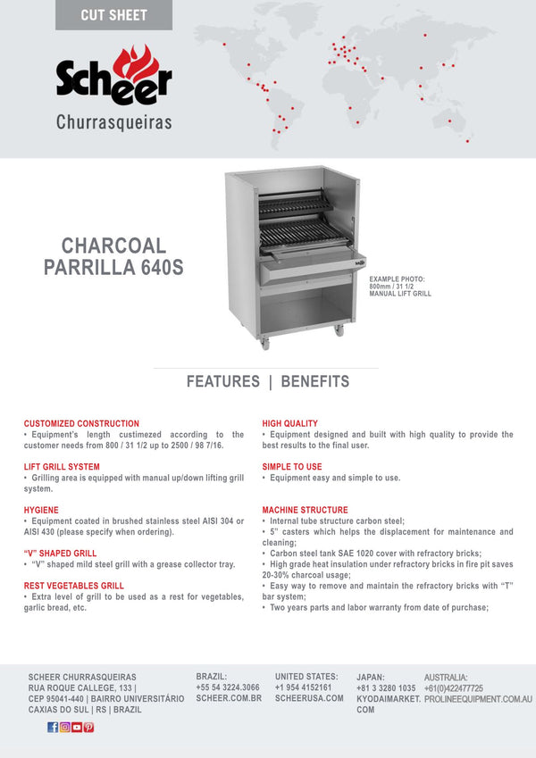 Scheer Proline Parrilla 640 - 1000mm Charcoal/Wood Parrilla Grill