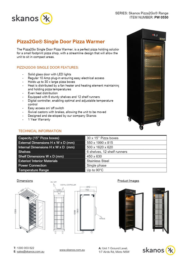 Skanos Pizza2Go - Single Door Pizza Warmer