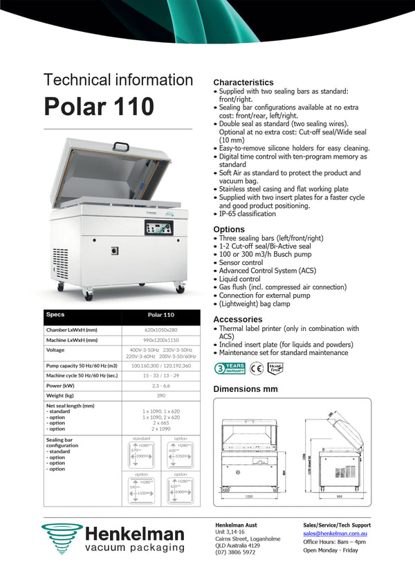 Henkelman Polar 110 - Vacuum Packaging Machine