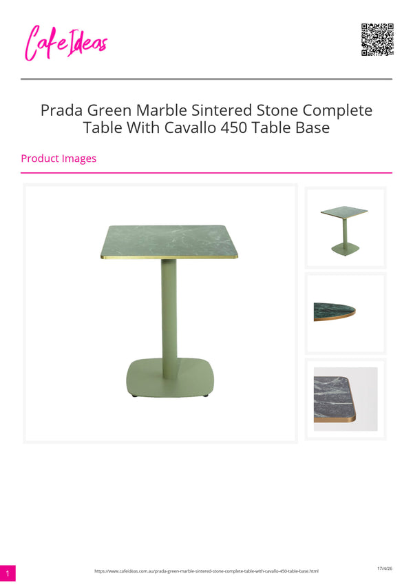 Prada Green Marble Sintered Stone with Cavallo 450 Table Base