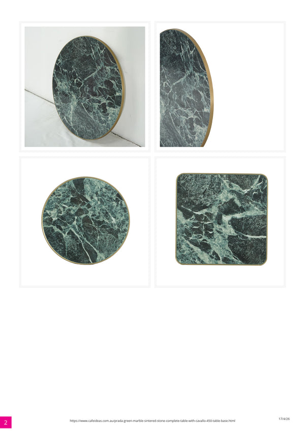 Prada Green Marble Sintered Stone with Cavallo 450 Table Base