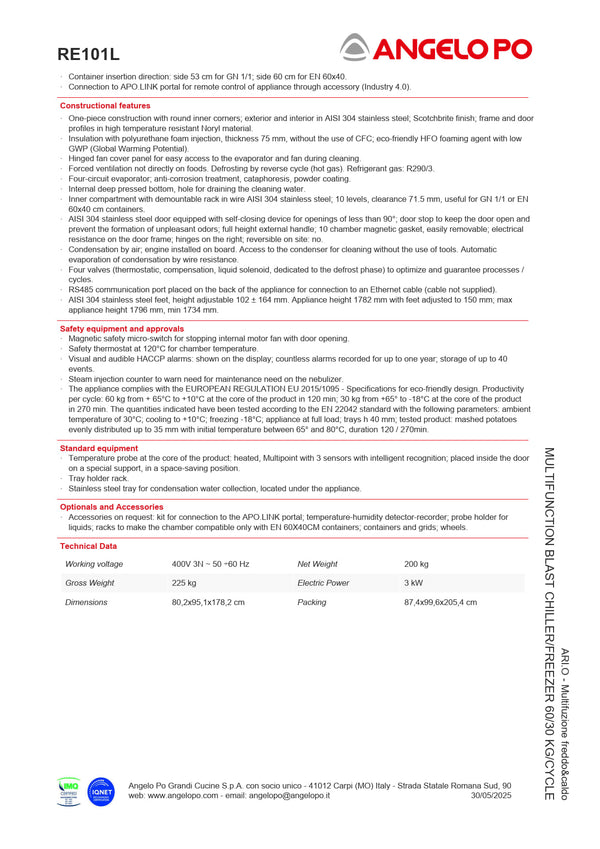 Angelo Po ARI.O RE101L - Blast Chiller/Freezer