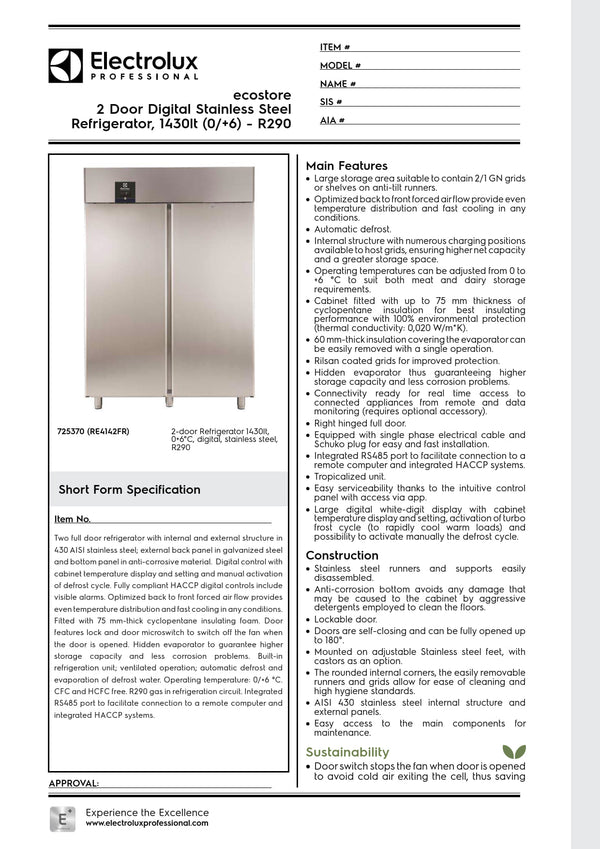 Electrolux Professional ecostore RE4142FR - Two Door Upright Refrigerator