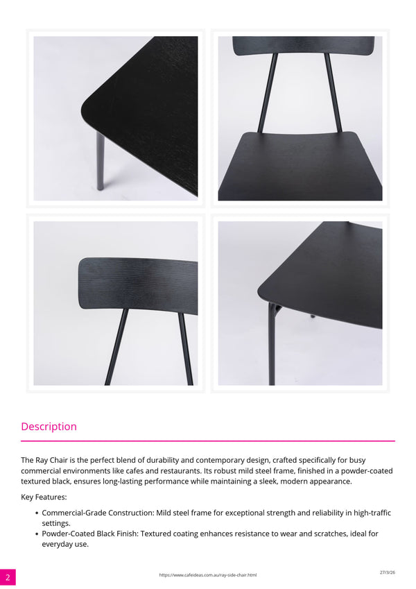 Ray Indoor Steel Side Chair with Plywood Seat