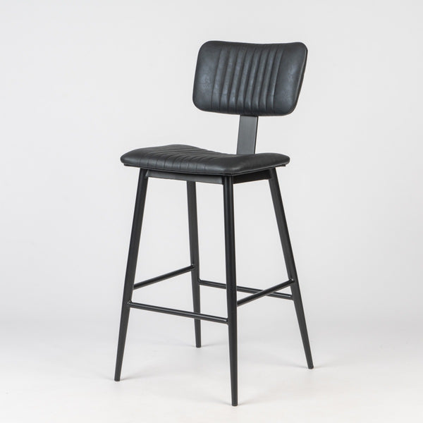 Retro Upholstered Counter Height Bar Stool with Backrest