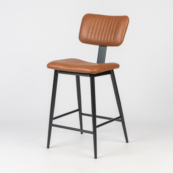 Retro Upholstered Counter Height Bar Stool with Backrest