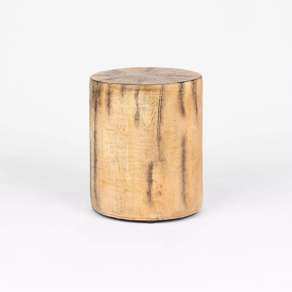 Round Log Metal Stool - Natural